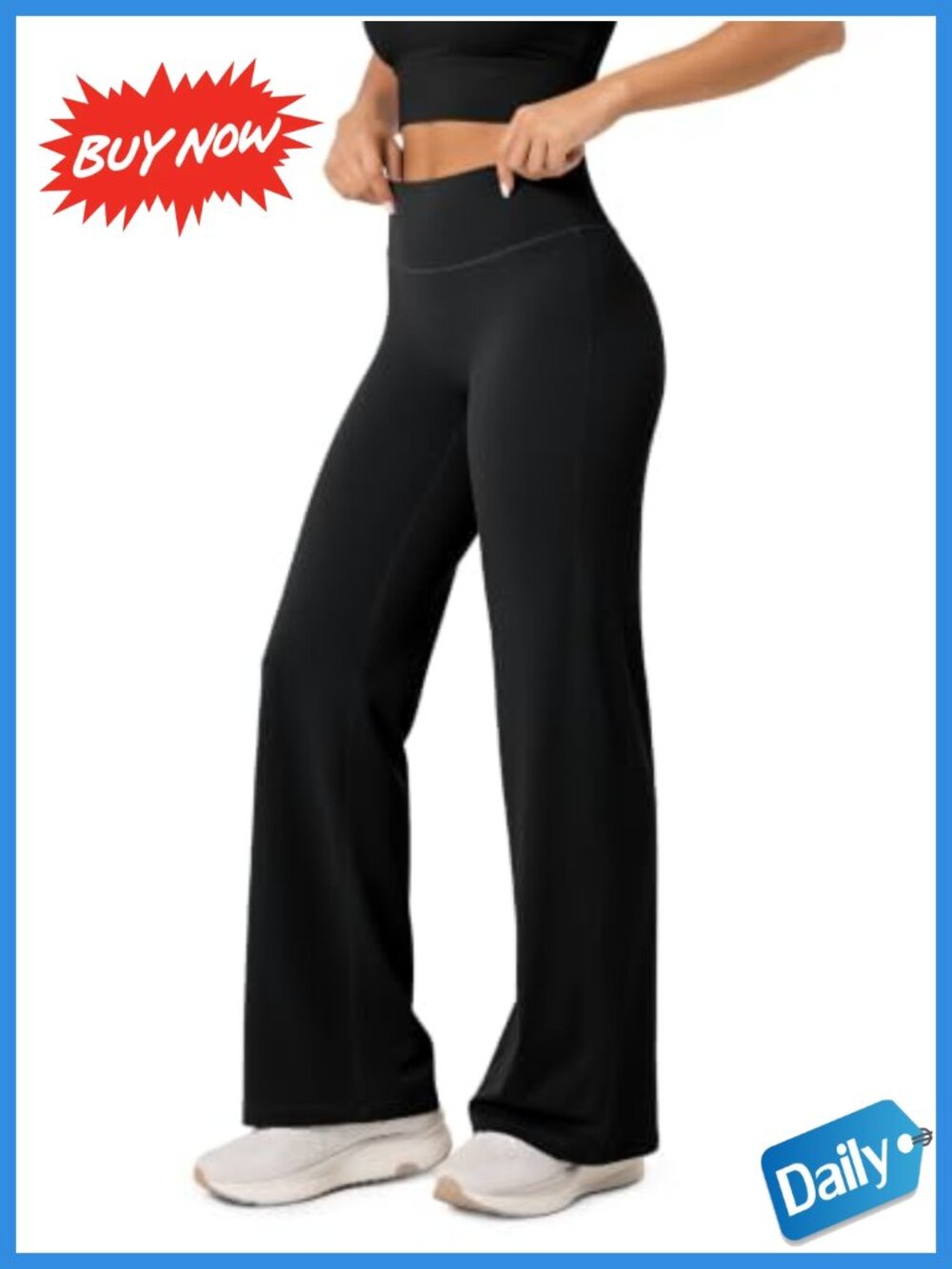 Wide Leg Yoga Leggings High Waist Hidden Scrunch 31" Inseam No Front Seam